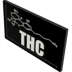 thc1.jpg Archivo STL marco con la fórmula química del thc・Objeto de impresión 3D para descargar