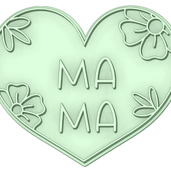 Corazon-flores_e.png Archivo STL Mamá corazon flores cookie cutter・Plan de impresión en 3D para descargar