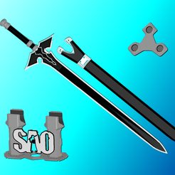 AOL-Long-1.png Kirito's AOL Long Sword | Sword Art Online | Matching Scabbard, Display Plinth Included | By Collins Creations 3D
