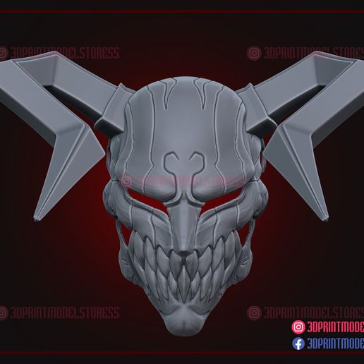 Bleach_Ichigo_the_whole_hollow_mask_3d_print_model_10.jpg Bleach The Whole Hollow Mask - Ichigo Hollow Vasto Lorde Mask