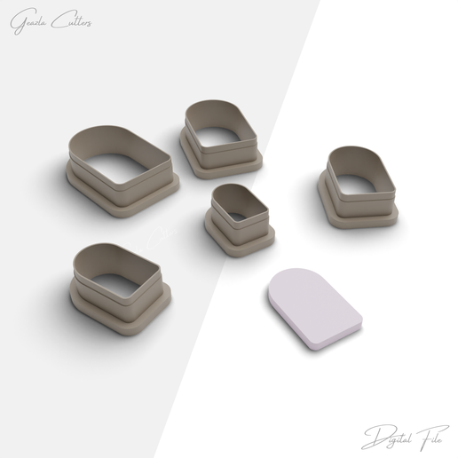 dsgdsdgsdg.png Long Arch Clay Cutter, Basic Shape Polymer Clay Earring Cutter, 2 Cutter Version, 5 Sizes Included, Digital STL File, No: 980