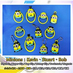 minion_01b.jpg Free STL file Minions Keychain / Paper Clip / Bag Clip / Money Clip / Bookmark / Magnets・Model to download and 3D print