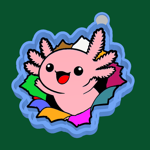 🩷🐾 Jumpin’ Axolotl – Freshie, Keychain & Resin Mold - 3D model önizlemesi