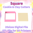 2.png SQUARE ＊ SET OF 20 SIZES ＊ POLYMER CLAY CUTTERS＊COOKIE CUTTERS＊SUGAR CRAFT