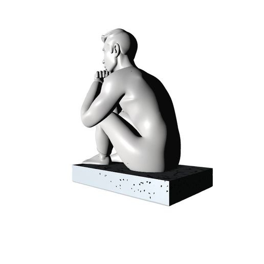 image_color.jpg Sculpture de l'homme réfléchi à la pensée profonde pour l'impression 3D