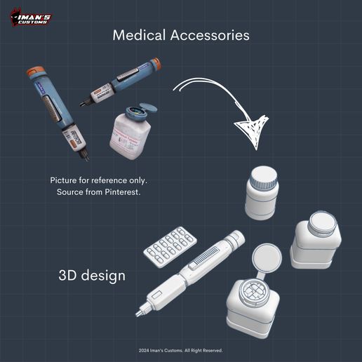 Medical Accessories 1:10 scale 3D model