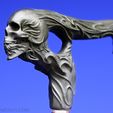 3d-printed-Skull-cane-handel-Marco-Valenzuela-2014.jpg STL file Flaming Skull Cane Handle by Marco Valenzuela・3D printing template to download