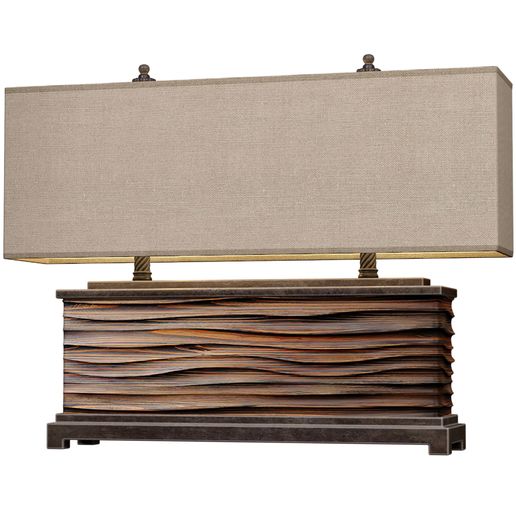 Large Modern Solid Wood Wave Loft style European Table Lamp 3D model - 3D model önizlemesi