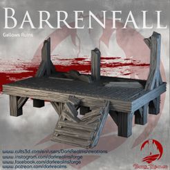 www.cults3d.com/én/us¢ | www .instagram.com/darkrealmsfe PR: www.facebook.com/darkrealmsforge wuwwW.patreon.com/darkrealms ~~ Archivo 3D Reinos Oscuros - Barrenfall - Ruinas de la Horca・Plan imprimible en 3D para descargar