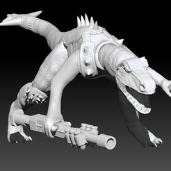 bite.jpg Бесплатный STL файл [ПРЕДЗАКАЗ] Велоцирапторы с оружием 4x позы, масштаб 28 мм, AA игровые предметы・Дизайн 3D-печати для загрузки