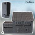 4.jpg Modern house with tiled roof, stone walls and large garage door (5) - Modern WW2 WW1 World War Diaroma Wargaming RPG Mini Hobby