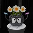 SootSpriteVasePotFlowerBowlContainer1.jpg Soot Sprite Vase Pot Pen Holder 3D Studio Ghibli Fan Art avec trou d'évacuation