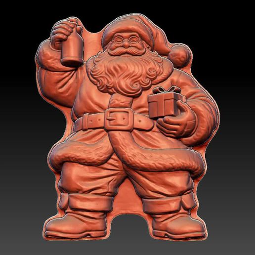Santa with Bell and Gift Relief STL | Deep & Shallow Set
