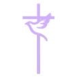 Cross.stl Cross with dove outline, Holy Spirit symbol of peace, Christian topper, church logo