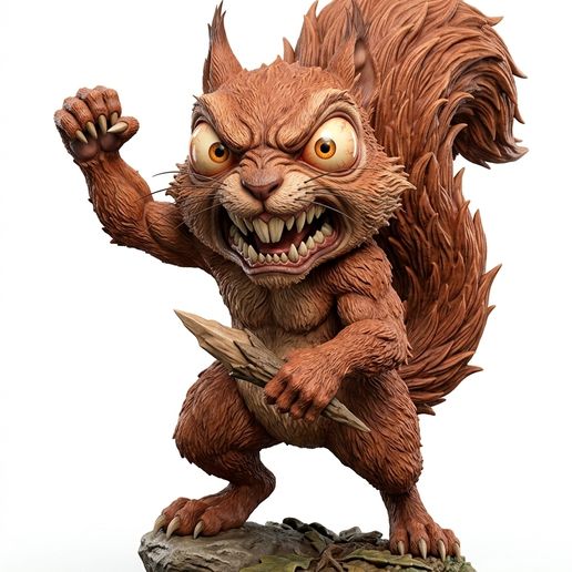 Angry Squirrel – Crazy Cartoon Squirrel Figurine STL for 3D Printing