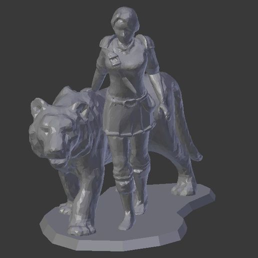 Female Knight with Tiger 3D model