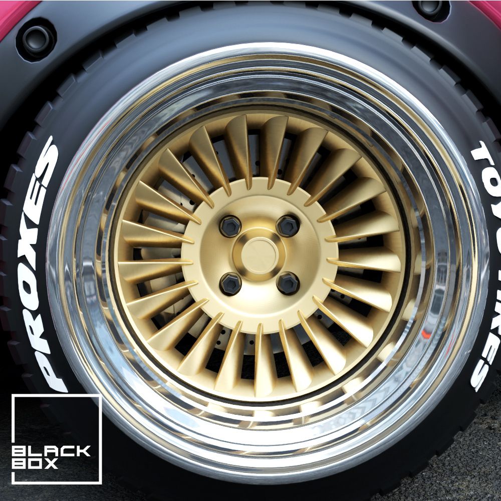 a1.jpg 3D file JDM Turbine Wheel set Front and Rear with 2 tires・3D print design to download, BlackBox