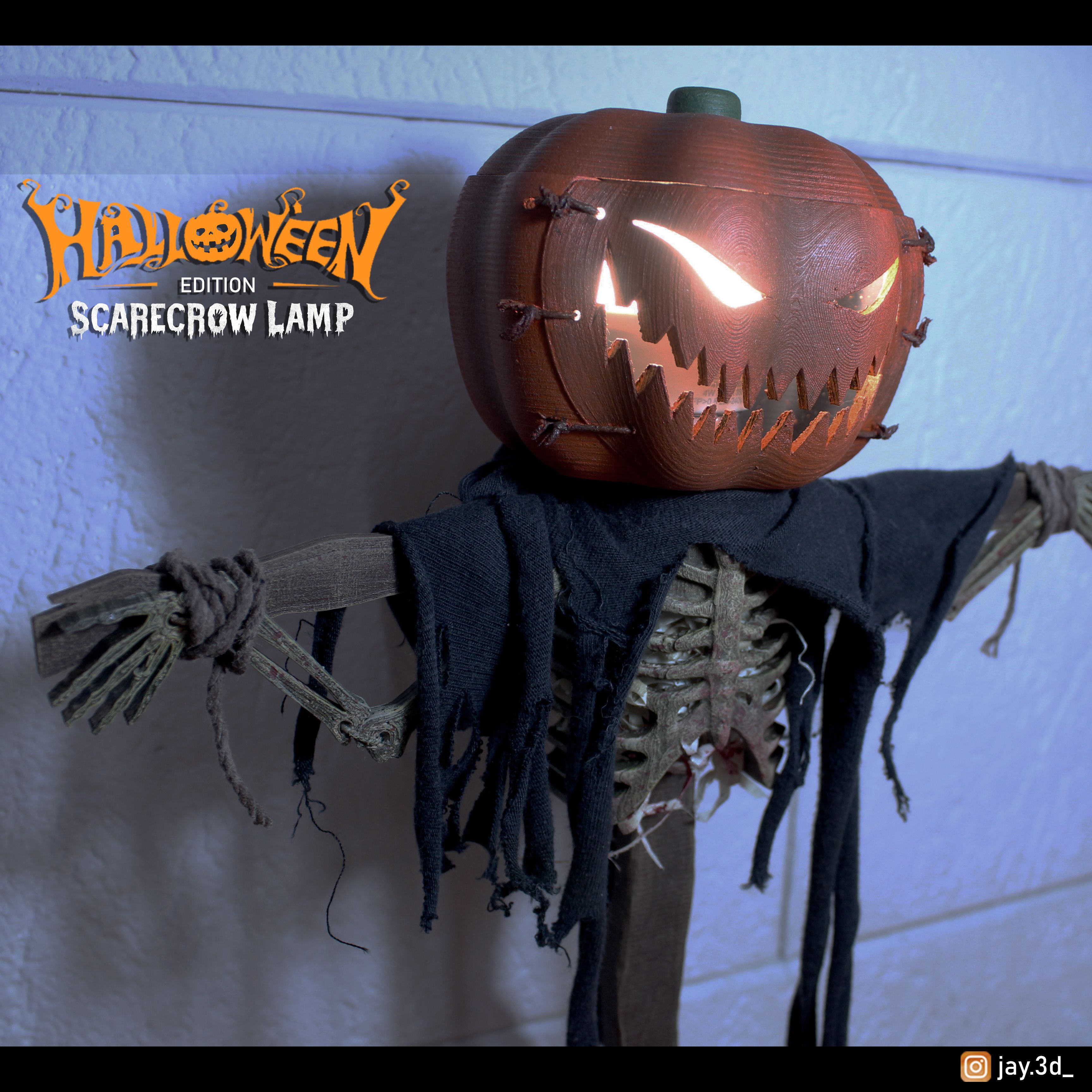 5.jpg STL-Datei Scarecrow Lamp Halloween herunterladen • 3D-druckbare Vorlage, jayceedante