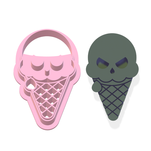 ICE CREAM GHOST .POLYMER CLAY CUTTER 5 SIZE 3D model