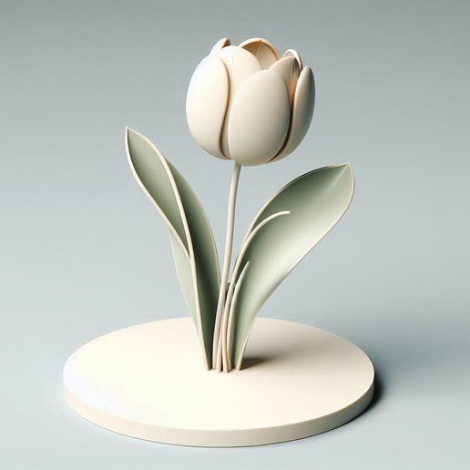White Flower Sculpture with Long Elegant Leaf Design