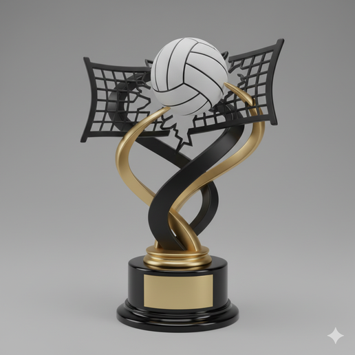 Volleyball Spike Trophy – Dynamic Sports Award 3D Model