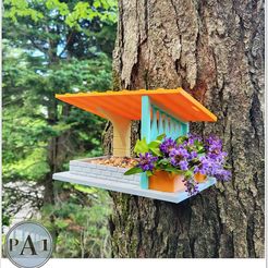001.jpg 3D file MID CENTURY MODERN BIRD FEEDER WITH PLANTER・3D printer model to download