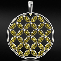 CG-render.1923.png STL file Pendant with awnings flower of life 654・Model to download and 3D print