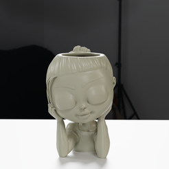 3D-print-file-Cute-Girls-Face-Flower-Pot,-Dream-Girl-Flower-Pot-with-drainage-4.png STL file 3D print file Cute Girls Face Flower Pot, Dream Girl Flower Pot with drainage・3D printer model to download