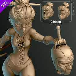 Mileena_01.png STL file Mileena - Mortal Kombat 3 Statue・3D printable model to download