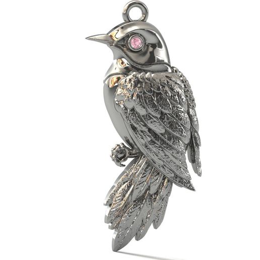 3 CM Bird Pendant Gem Eye Jewelry Diamond Women Pendant Render 3D print model