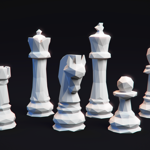 Chess Set LowPoly 3D model