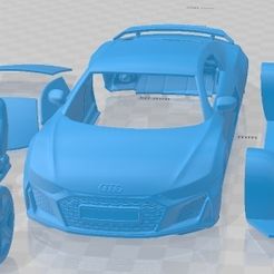Audi-R8-Coupe-V10-2019-Cristales-Separados-1.jpg Archivo 3D Audi R8 Coupe V10 2019 Printable Car・Plan de impresión en 3D para descargar