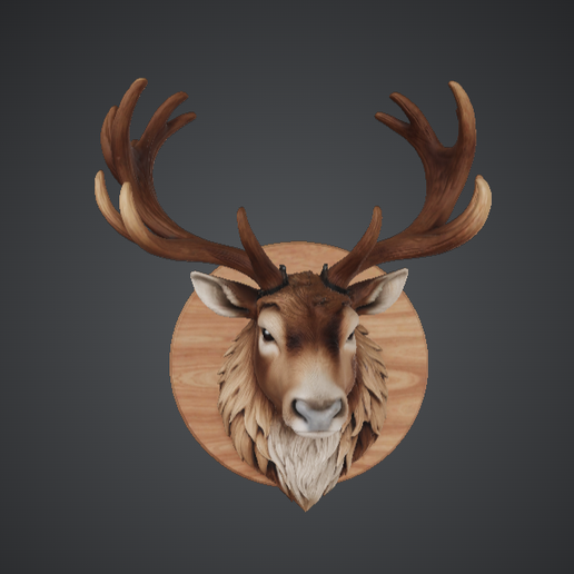 Mounted Stag Head Trophy – Rustic Wildlife Wall Plaque