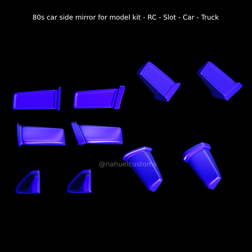 🚗 80s car side mirror for model kit - RC - Slot - Car - Truck・ STL File ...