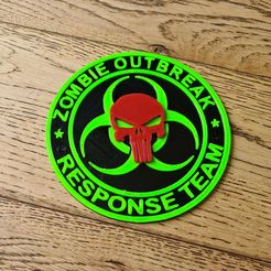 20230716_094300.jpg Zombie  Outbreak Response Team ZORT Punisher Wall Door Art Man Cave Bunker Sign Plaque Easy Print No Supports 1