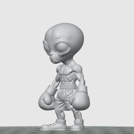 👽 Alien Boxer Figurine - Stylized Sci-Fi Fighter STL for 3D Printing ...