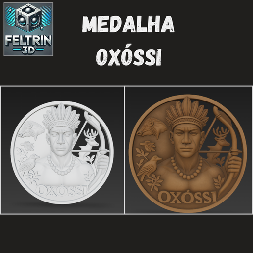 Medalha Oxossi - Quadro Umbanda 3D model