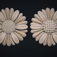 04.jpg Fleurs de marguerite bas relief modèle 3D