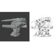 MAC03LineartRear.jpg Robotech RPG Tactics Destroid Monster MACII 4 pose Macross