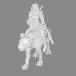 panther_rider_girl.png Free STL file Panther Rider Girl Miniature・3D print model to download