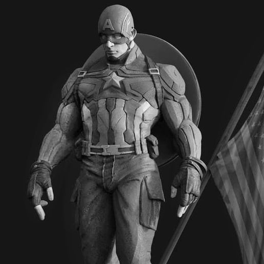 Captain America Statue 3D model STL for 3D Printing 3D print model 3D model