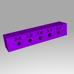 render.png Download free STL file Basic Hole Test Block • 3D printer design, rebeltaz