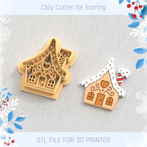 Christmas Cookies House Clay Cutter,Winter Earring Cutters, Christmas Clay Cutters, Mini Clay Cutters 3 Sizes 3D model