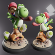 up.png YOSHI AND BABY MARIO WITH CRYING GOOMBA - SUPER MARIO FAN ART FIGURE