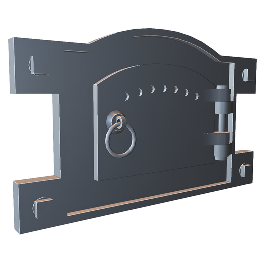 Vintage Metal Oven Door with Ring Handle