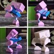 articulated-3D-printed-geometry-dash-default-robot-vehicle-different-poses.jpg 这是一个铰接式就地打印 3D 几何冲刺恐龙机器人，它甚至能张开嘴巴！