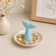 12.png Mermaid Tail Ring Holder | Coastal Jewelry Dish | Beach Decor Organizer | Ocean Trinket Tray | 3D Printable STL