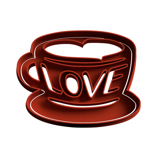 coffee with love cookie cutter cutting - stl 3D model