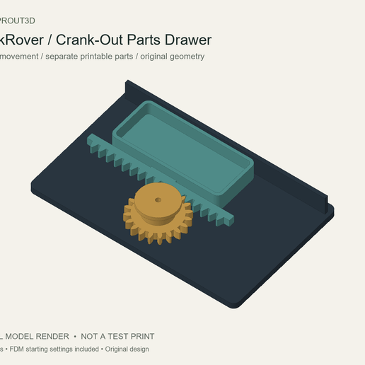 RackRover - Crank-Out Parts Drawer (Unprinted Prototype)