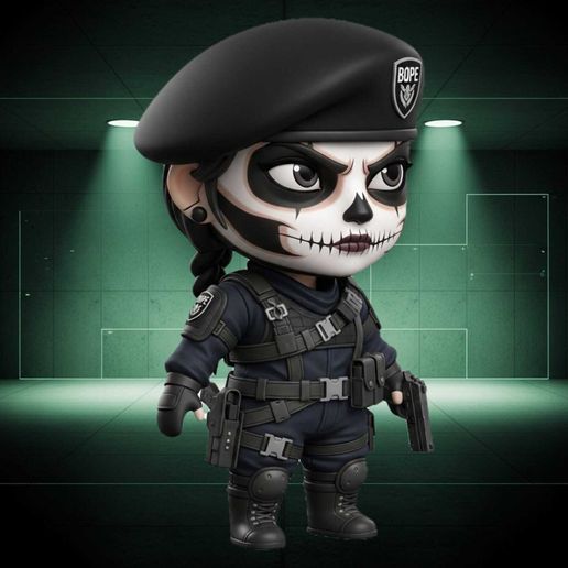 🌈 Caveira Rainbow Six Siege Chibi Operator (Skull Face Grit